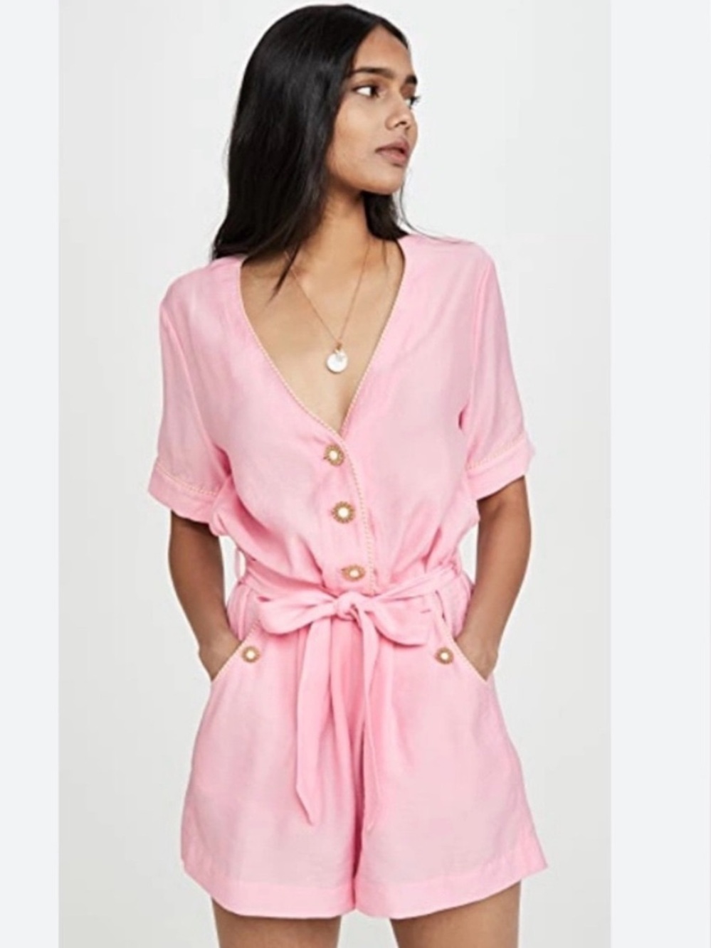 Jonathan Simkhai Pink V-Neck Romper